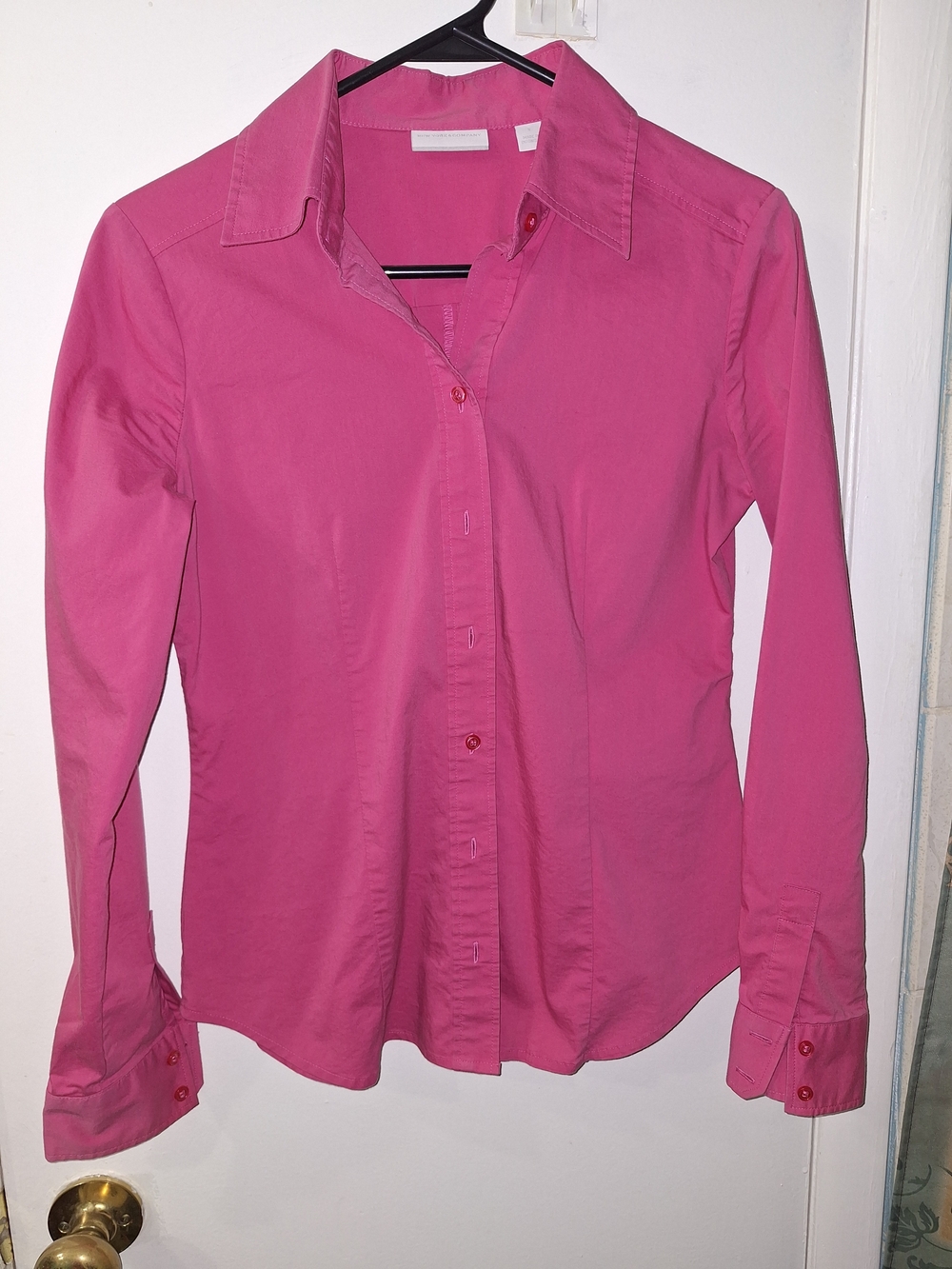 New York & Company Fuchsia Button-Down Blouse